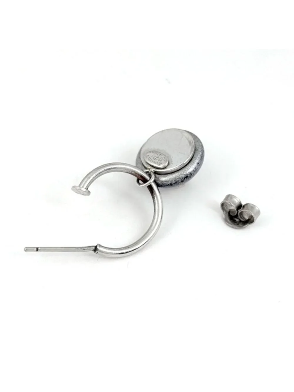 Chanel CC Logo Earrings Swing Silver Plated
